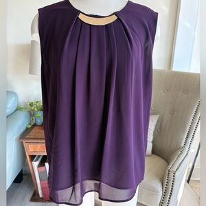 XL - Premise Deep Purple Sleeveless Blouse